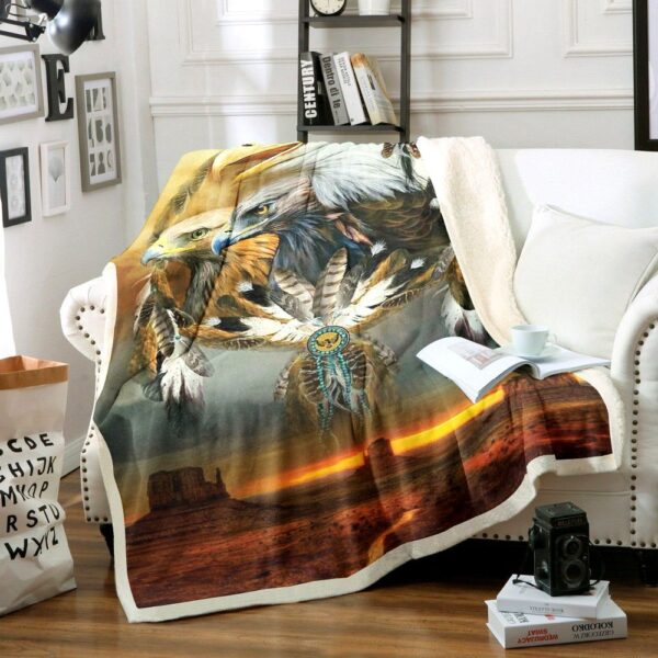 Eagle Native American Fleece Blanket Sherpa Blanket
