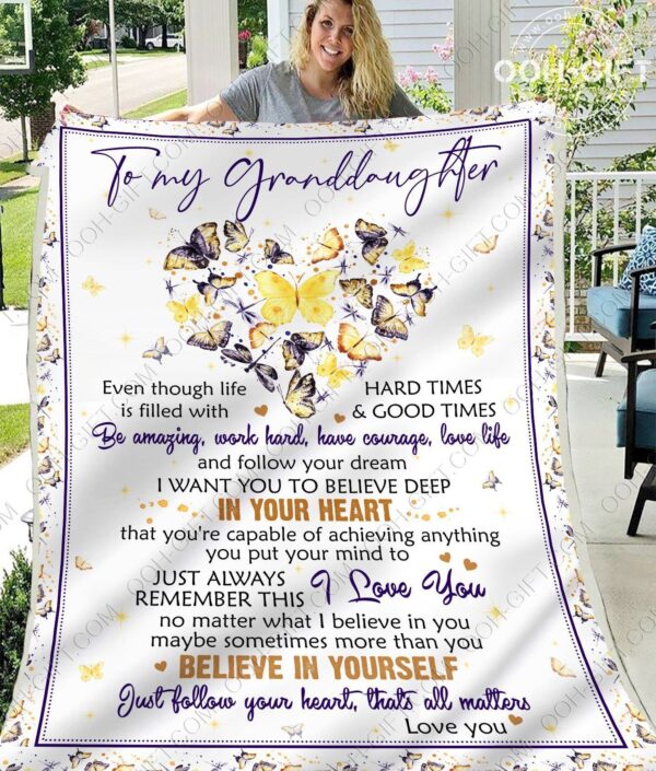 Granddaughter Follow Your Heart Fleece Blanket Sherpa Blanket