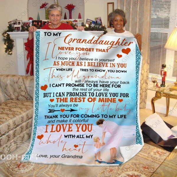 Granddaughter Love Your Grandma Fleece Blanket Sherpa Blanket