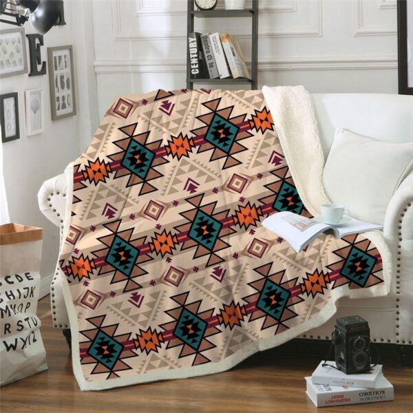 Geometric Native American Fleece Blanket Sherpa Blanket