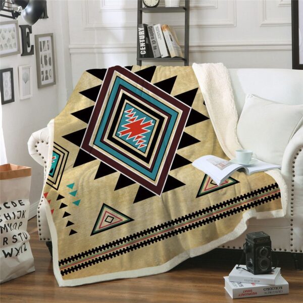 Geometric Native American Fleece Blanket Sherpa Blanket