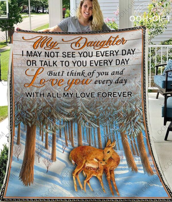 My Daughter Deer Fleece Blanket Sherpa Blanket