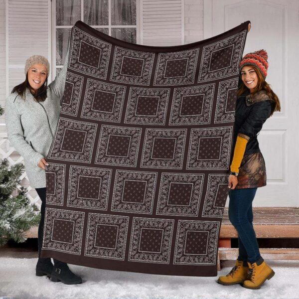 Ultra Plush Coffee Brown Bandana Fleece Blanket Sherpa Blanket