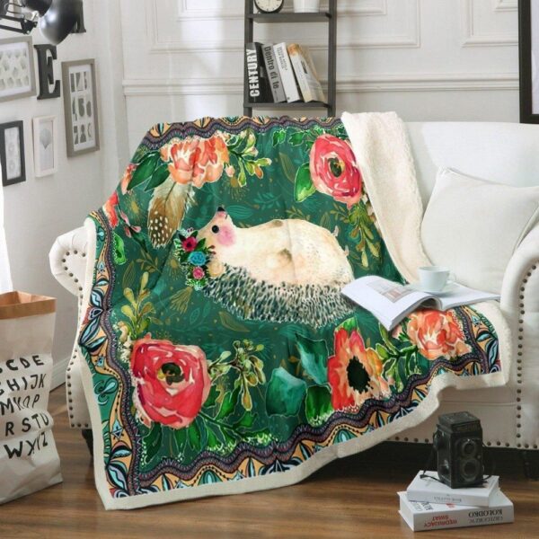 Hedgehog Fleece Blanket Sherpa Blanket