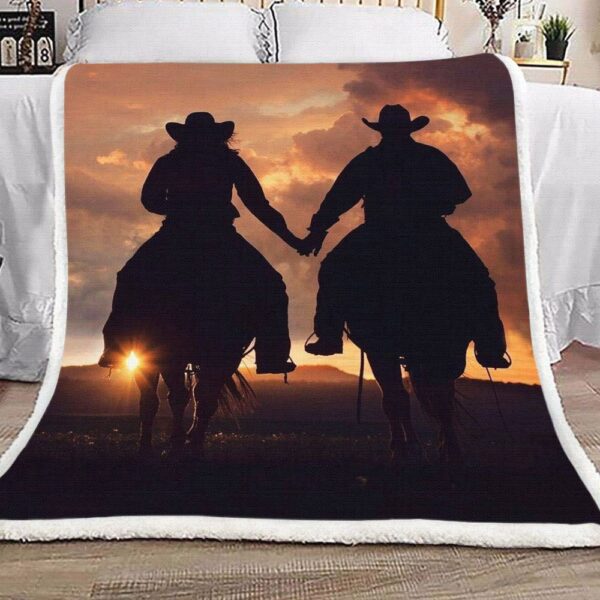 Cowboy Couple Fleece Blanket Sherpa Blanket