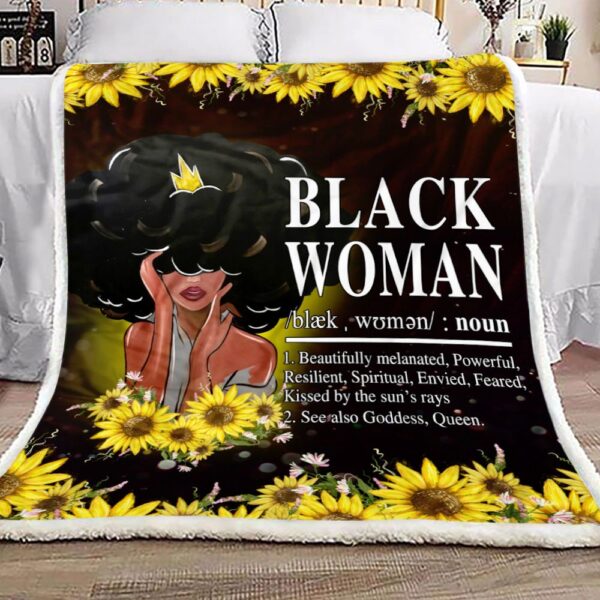 Sunflower Black Woman Definition Fleece Blanket Sherpa Blanket
