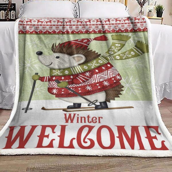 Hedgehog Christmas Fleece Blanket Sherpa Blanket