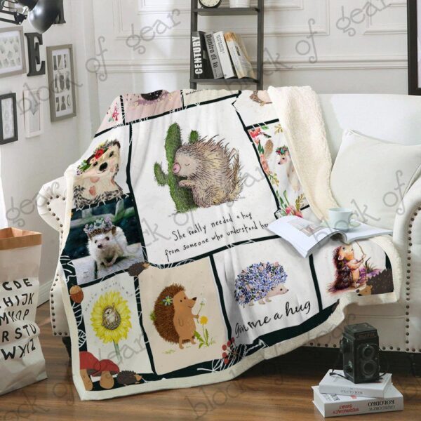 Hedgehog Fleece Blanket Sherpa Blanket