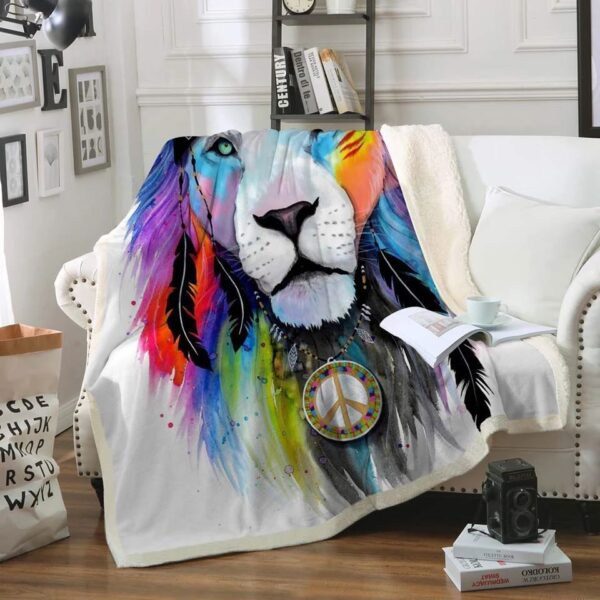 Native Lion Fleece Blanket Sherpa Blanket