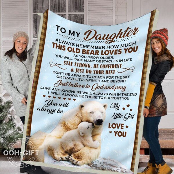 Daughter This Old Bear Loves You Fleece Blanket Sherpa Blanket