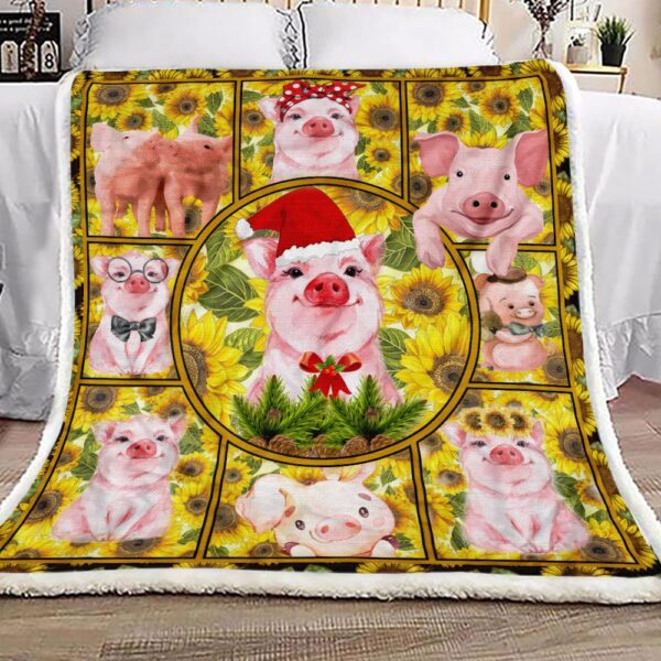 Sunflowers Pig Fleece Blanket Sherpa Blanket