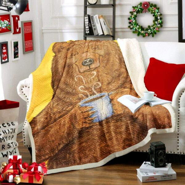 Coffee Bear Fleece Blanket Sherpa Blanket