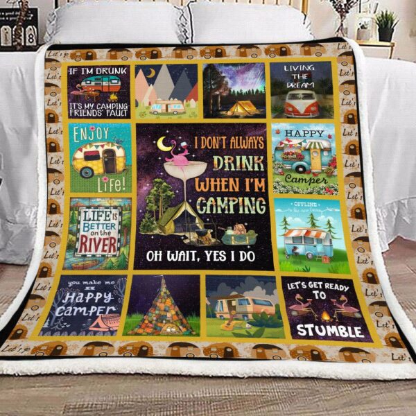 Happy Camper Fleece Blanket Sherpa Blanket