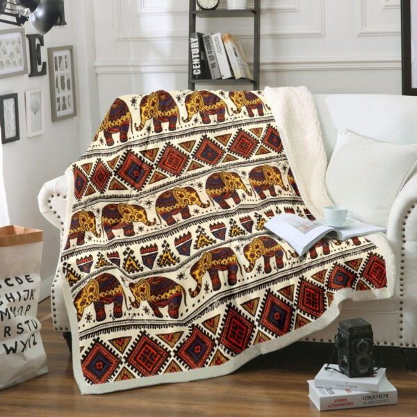 Elephant Native Pattern Fleece Blanket Sherpa Blanket