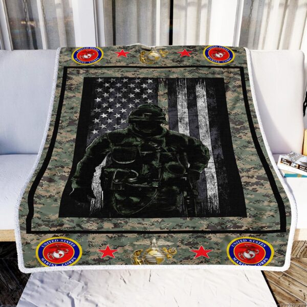 US Marines Corp Fleece Blanket Sherpa Blanket