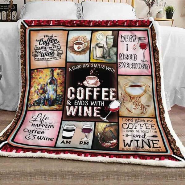 Coffee And Wine Fleece Blanket Sherpa Blanket