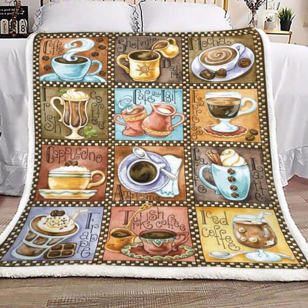 Coffee Alphabet Fleece Blanket Sherpa Blanket