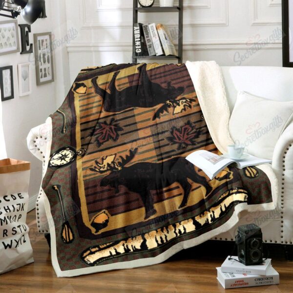 Moose Fleece Blanket Sherpa Blanket