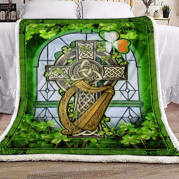 Irish Celtic Cross Fleece Blanket Sherpa Blanket