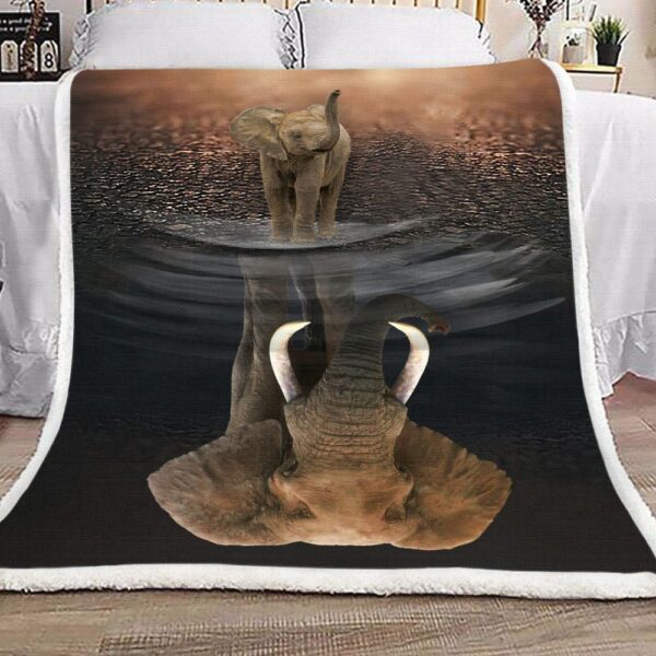 Elephant Reflection Fleece Blanket Sherpa Blanket