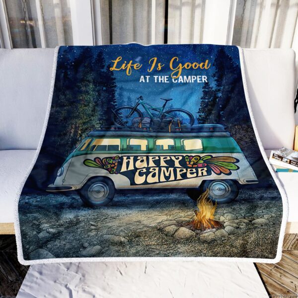 Happy Camper Fleece Blanket Sherpa Blanket