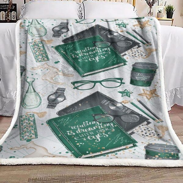 Watch Coffee Glasses Book Pencil Star Fleece Blanket Sherpa Blanket