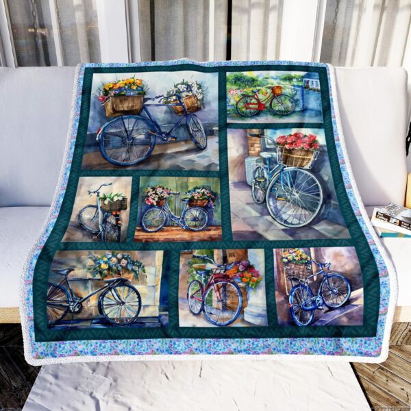 Cycling Flower Art Fleece Blanket Sherpa Blanket