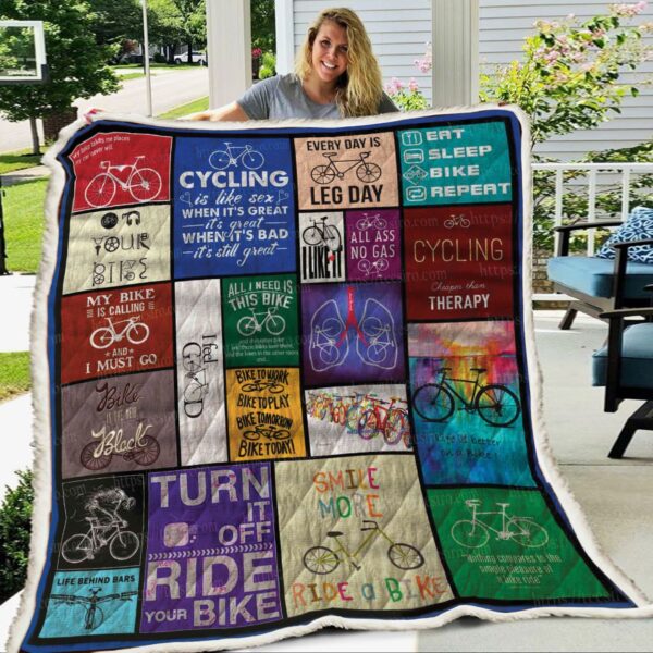 Cycling My Bike Takes Me Places Ndk Fleece Blanket Sherpa Blanket