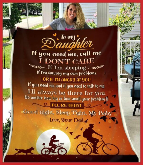 Cycling To My Daughter If You Need Me Call Me Fleece Blanket Sherpa Blanket