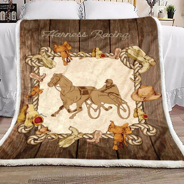 Harness Racing With Vintage Fleece Blanket Sherpa Blanket