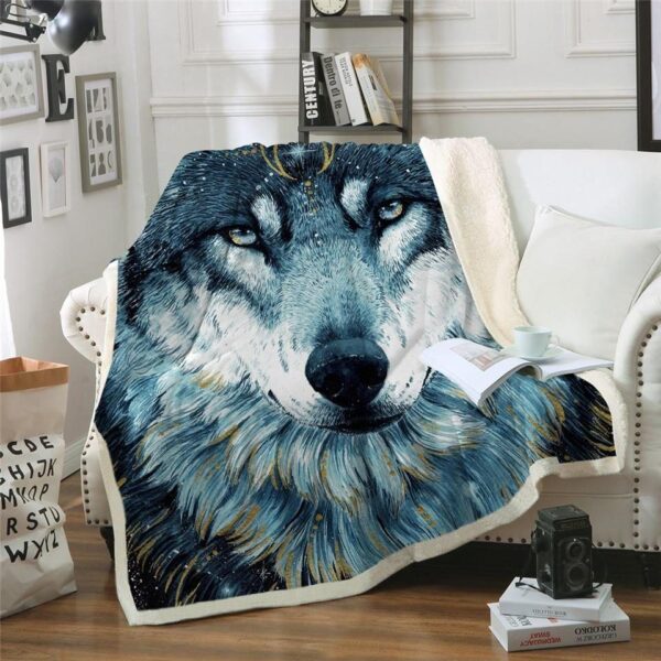 In The Darkness Wolf by Scandy Girl Fleece Blanket Sherpa Blanket