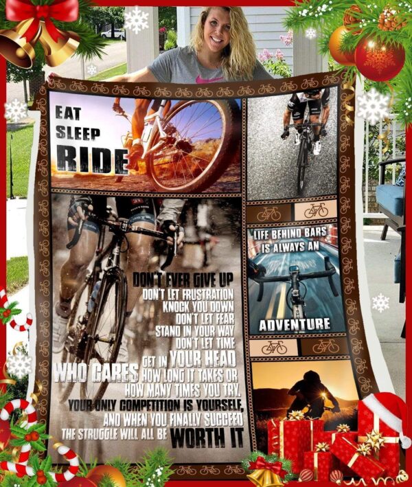 Cycling Do Not Ever Give Up Fleece Blanket Sherpa Blanket