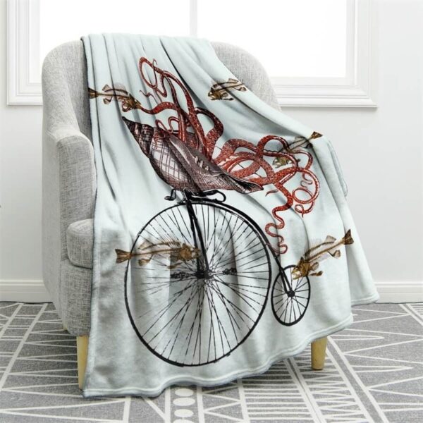 Octopus Cycling Fleece Blanket Sherpa Blanket