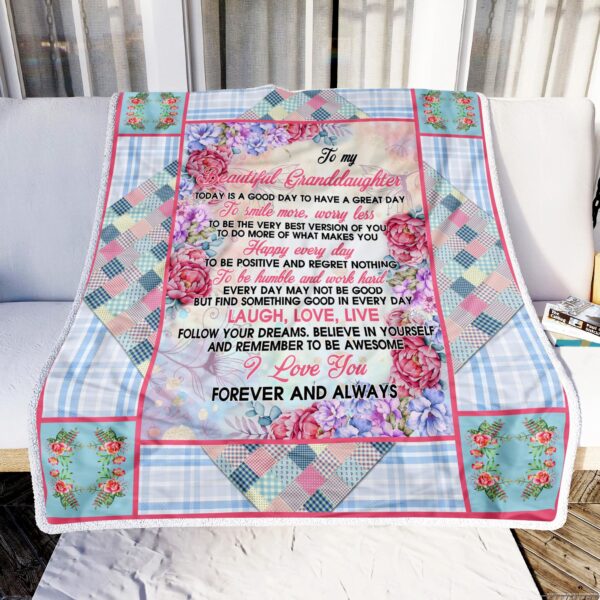 Flower To My Beautiful Granddaughter Fleece Blanket Sherpa Blanket