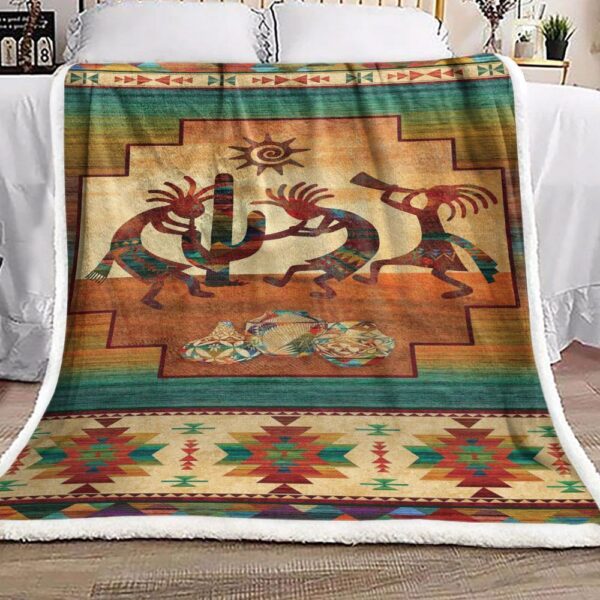 Kokopelli Sunset Native American Fleece Blanket Sherpa Blanket