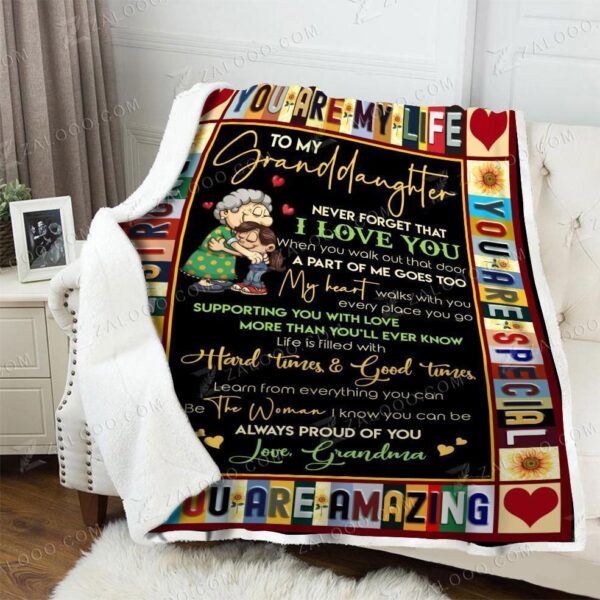 Granddaughter When You Walk Out That Door Fleece Blanket Sherpa Blanket