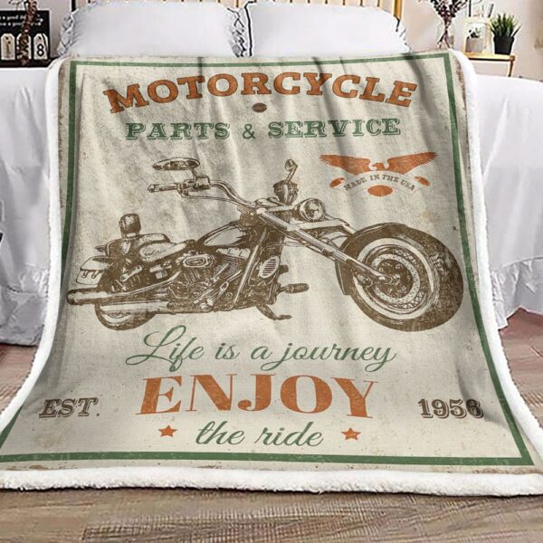 Vintage Motorcycling Fleece Blanket Sherpa Blanket