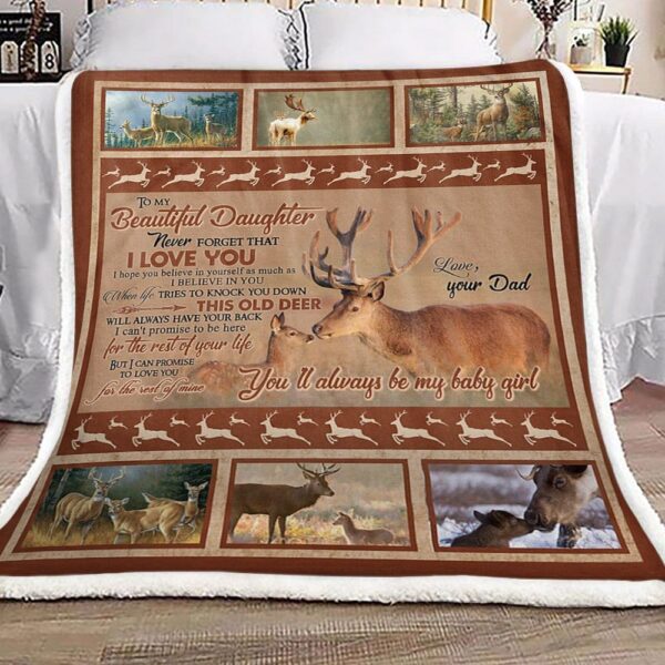 Deer Dad To Daughter Fleece Blanket Sherpa Blanket