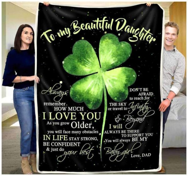 Clover To My Daughter Always Be My Baby Fleece Blanket Sherpa Blanket