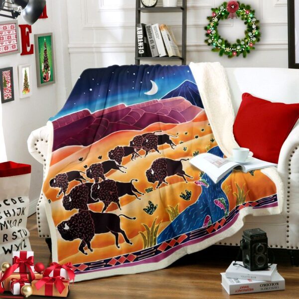 Buffalo Native American Fleece Blanket Sherpa Blanket