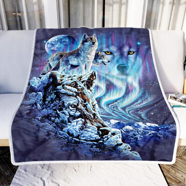 Galaxy Wolf Fleece Blanket Sherpa Blanket