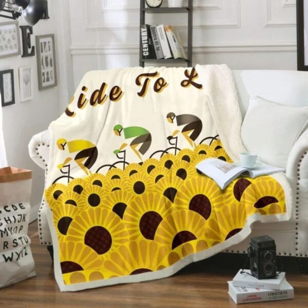 Ride To Live Cycling Fleece Blanket Sherpa Blanket