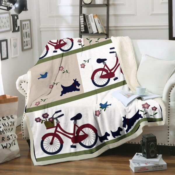 Miniature Schnauzer Cycling Fleece Blanket Sherpa Blanket