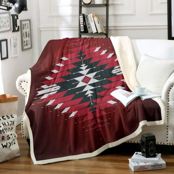 Native American Bead Peyote Fleece Blanket Sherpa Blanket