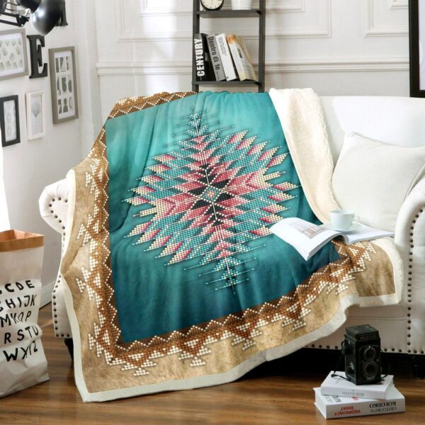 Native American Bead Peyote Fleece Blanket Sherpa Blanket