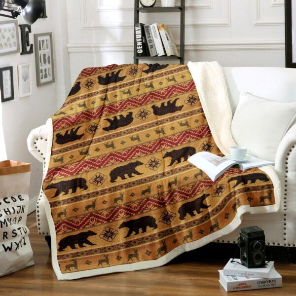 Native Bear Fleece Blanket Sherpa Blanket