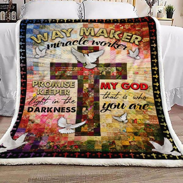 Way Maker Miracle Worker Jesus Christ Cross Fleece Blanket Sherpa Blanket