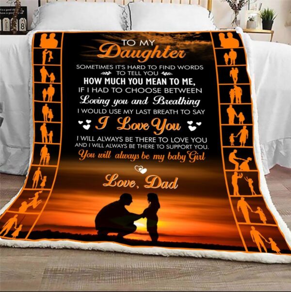 From Dad To My Daughter Fleece Blanket Sherpa Blanket