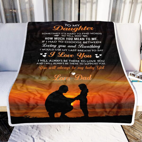 Dad To My Daughter I Love You Fleece Blanket Sherpa Blanket