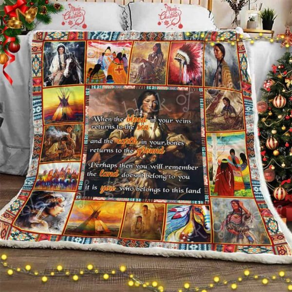 Native American Women Fleece Blanket Sherpa Blanket